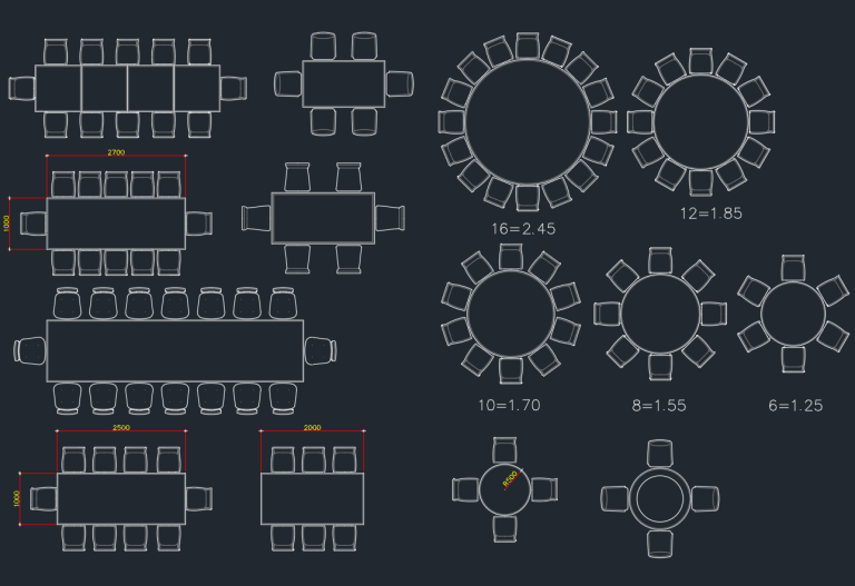 Autocad Table Layout Dining Table CAD Block | Free DWG for Interior Layouts