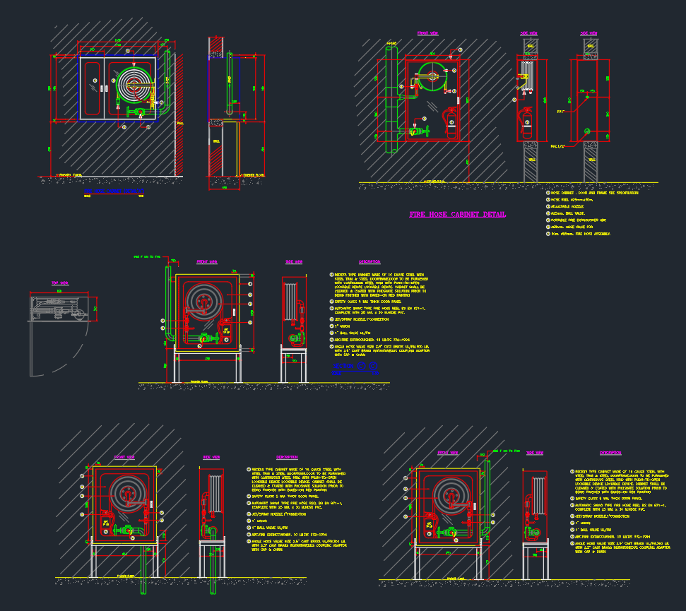 Fire Hose Cabinet CAD Blocks | Free DWG for Fire Safety