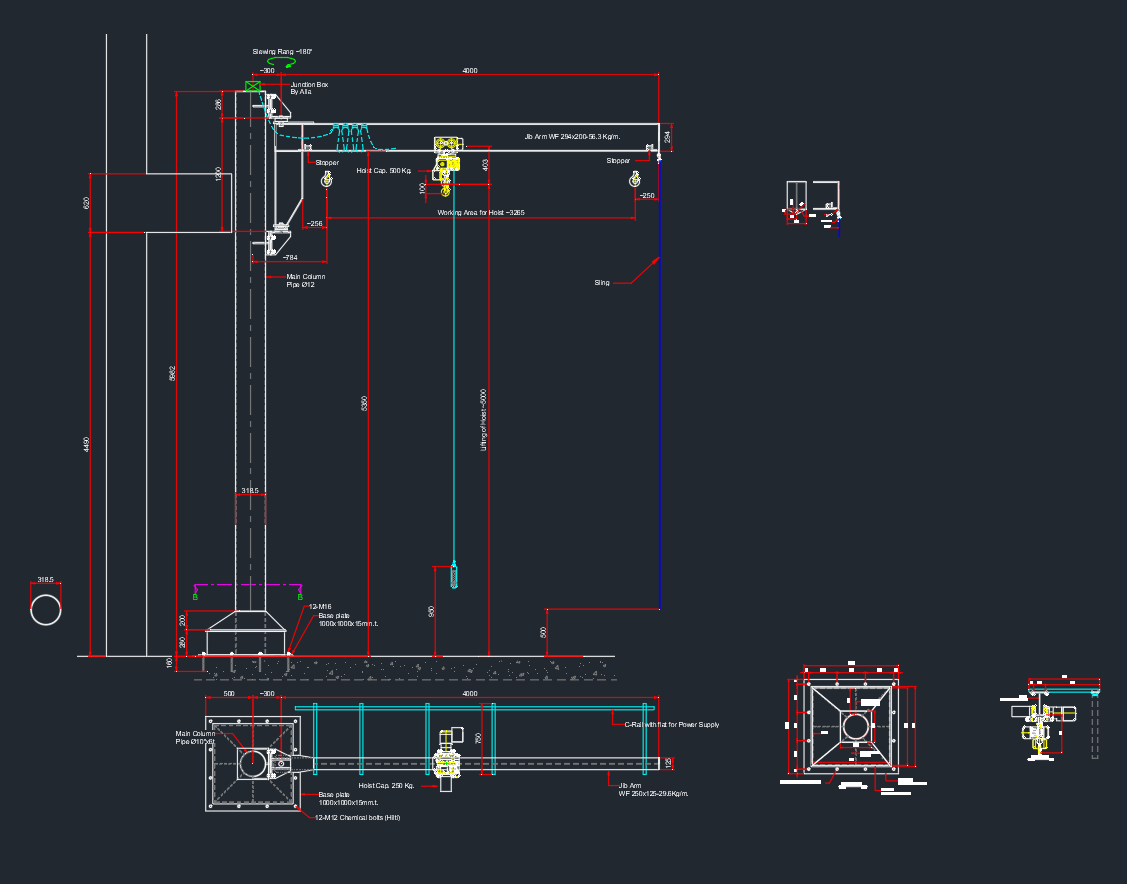 Jib Crane CAD Blocks | Free DWG for Workshop & Factory Use