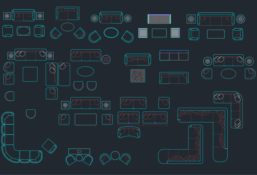 Living Room CAD Blocks | Free DWG Furniture Layouts