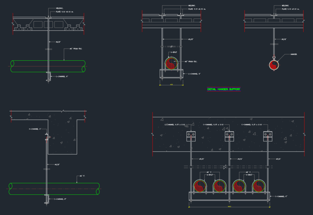 Pipe Rack Autocad File Pipe Hangers And Supports CAD Blocks | Free DWG for MEP Design