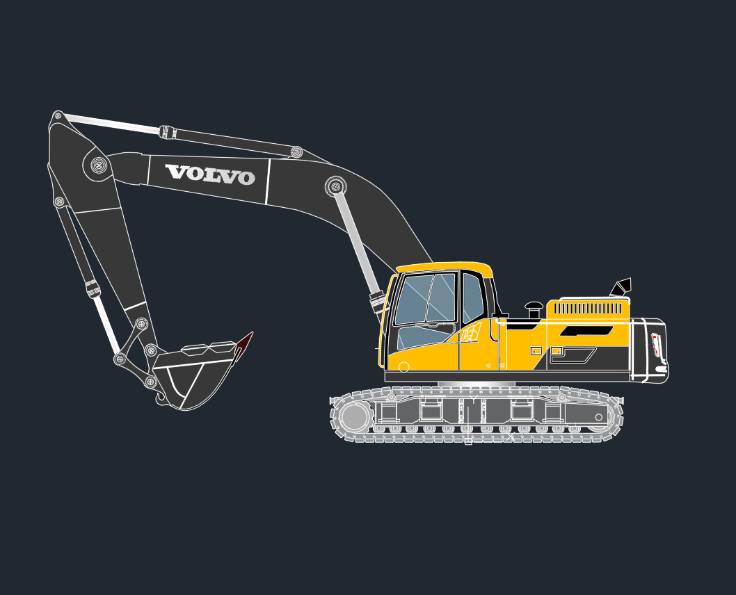 Volvo EC300DL Excavator | DWG Dynamic Block Download