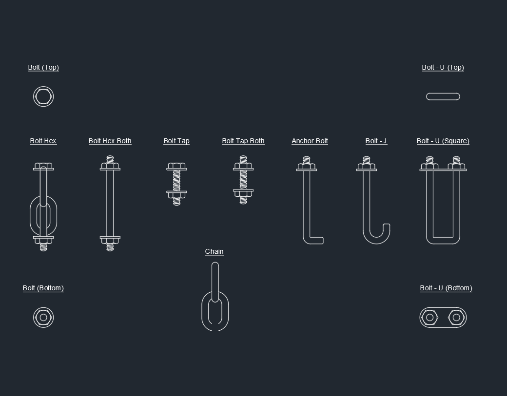 Bolt CAD Block Download – Free DWG File for AutoCAD Drawing