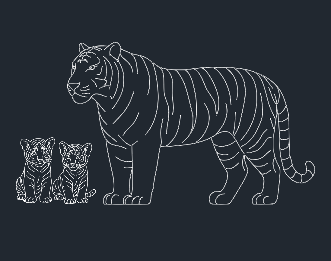 Free Tiger DWG Blocks for AutoCAD: Download CAD Symbols