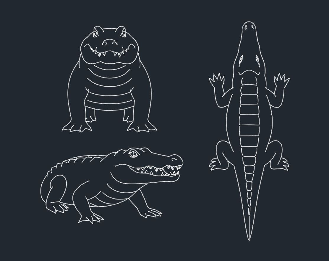 Download Free Crocodile DWG Blocks for AutoCAD Drawing