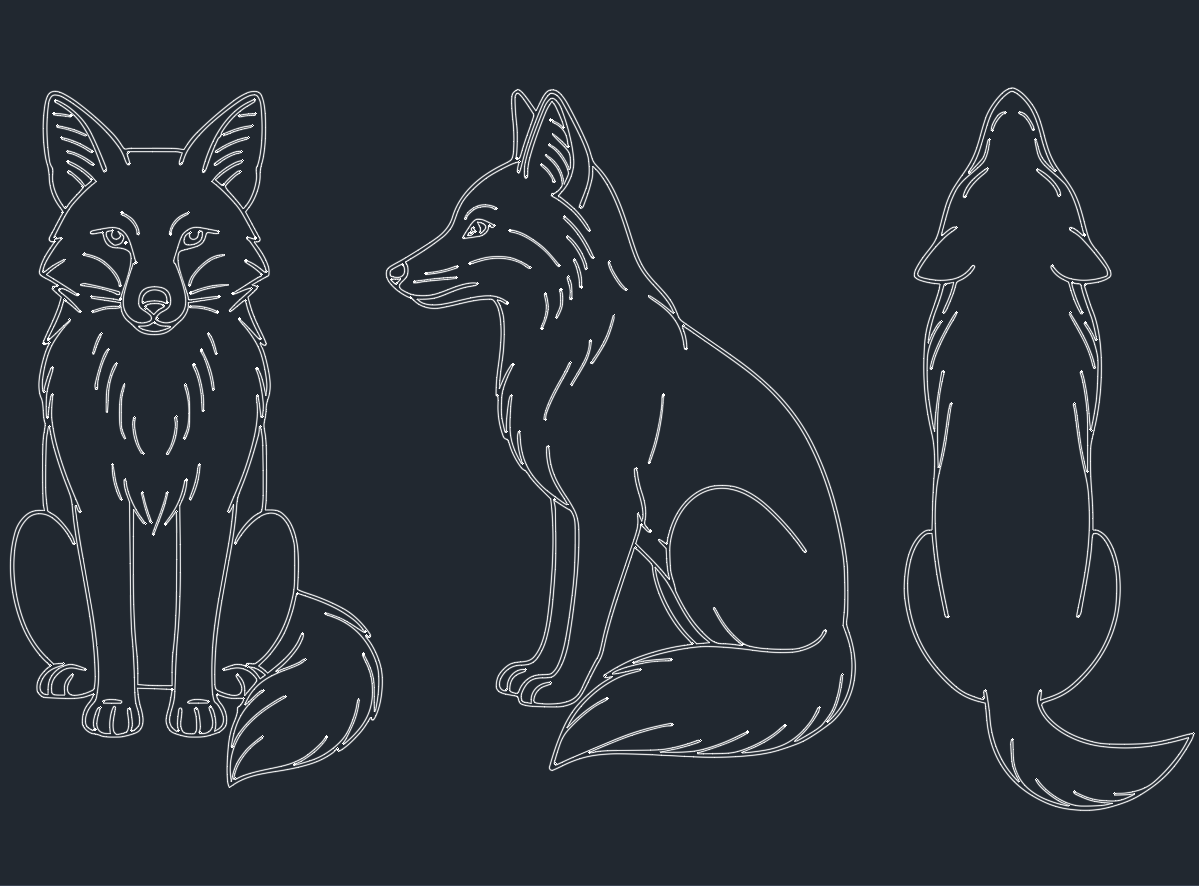 Fox DWG Blocks: Free AutoCAD Foxes Drawings for Download