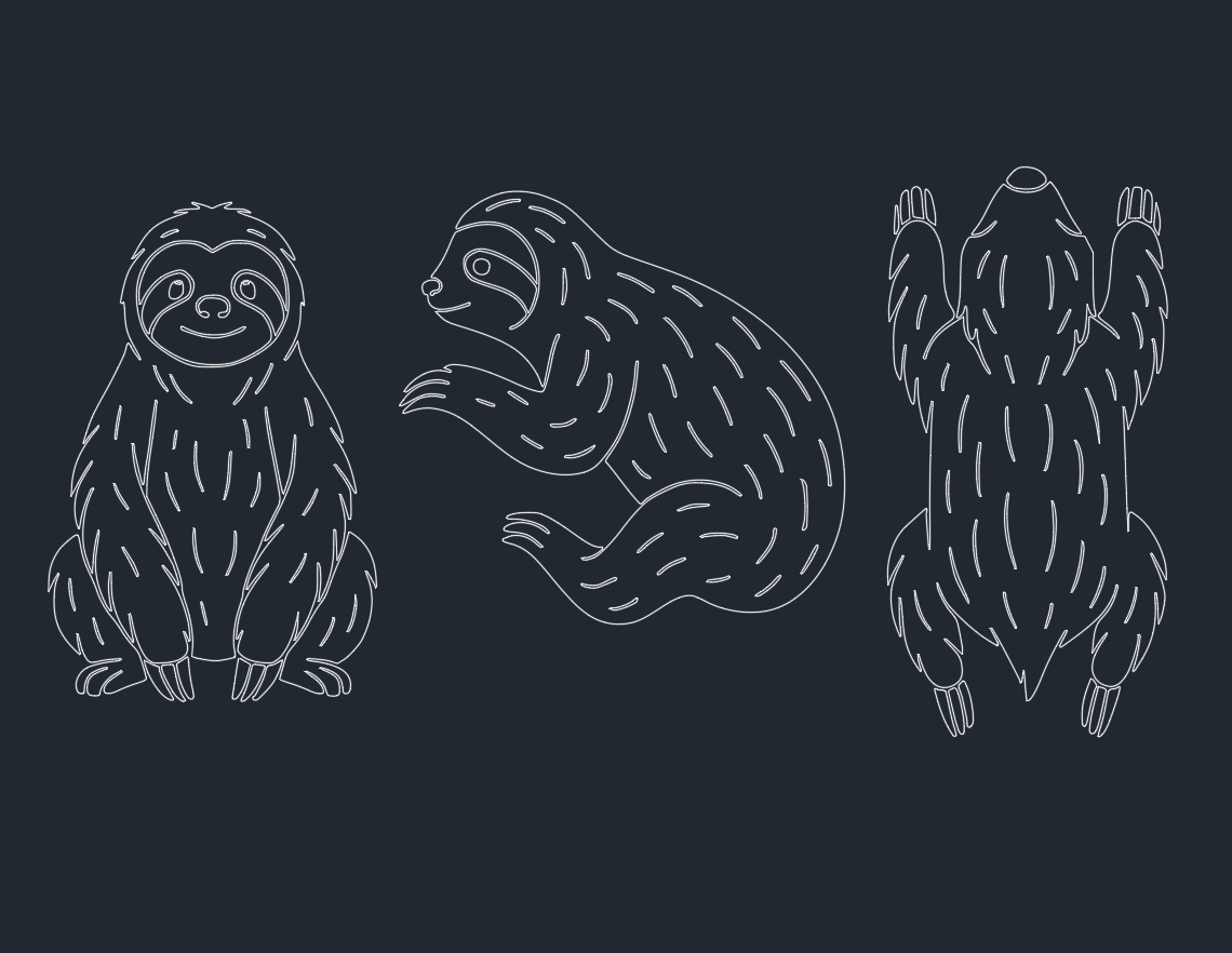 Download Free Sloth DWG Blocks for AutoCAD: CAD Library