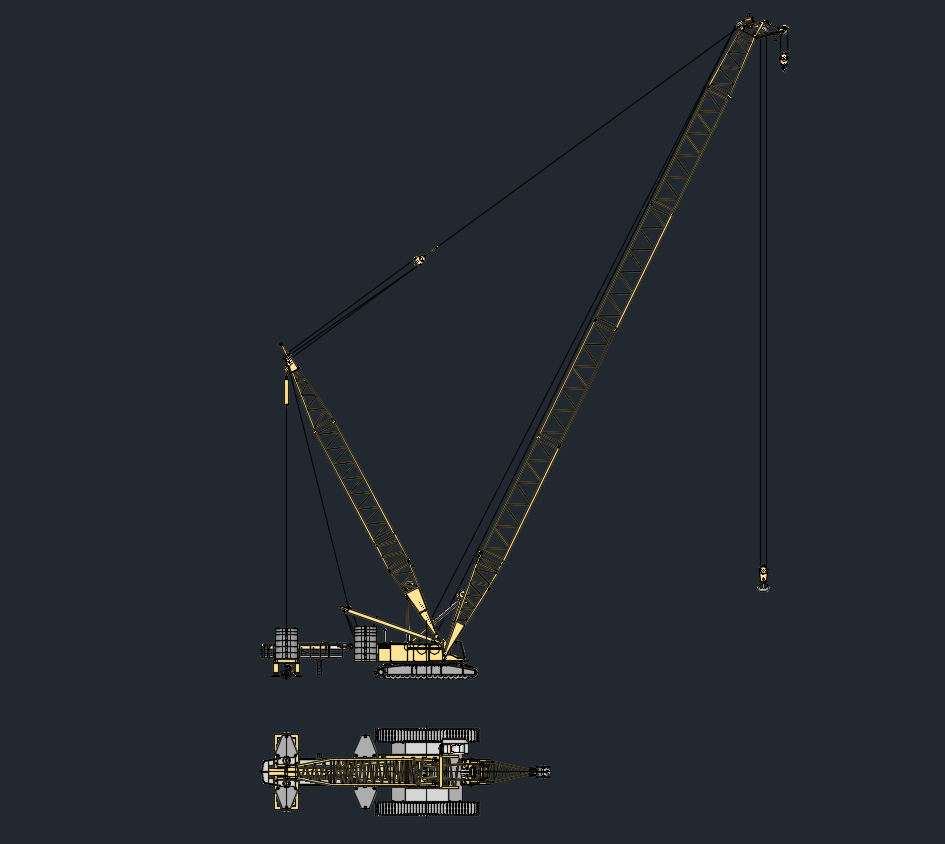 Liebherr LR 1300 Crawler Crane CAD Block (300t Lattice Boom Crane)