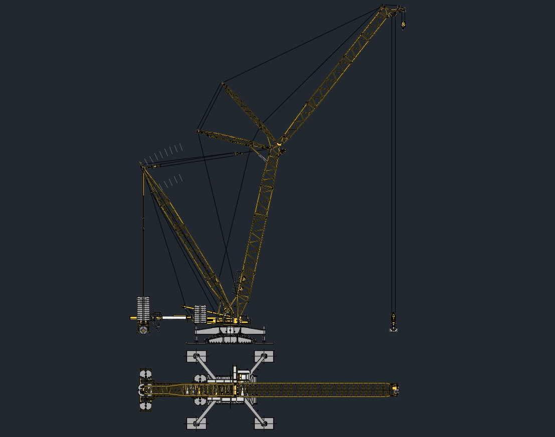 Liebherr LR 1600-2 Crawler Crane CAD Drawing | 600 Ton Capacity