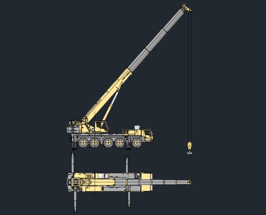 Liebherr LTM 1110-5.2 Mobile Crane CAD Drawing | 110 Ton Capacity