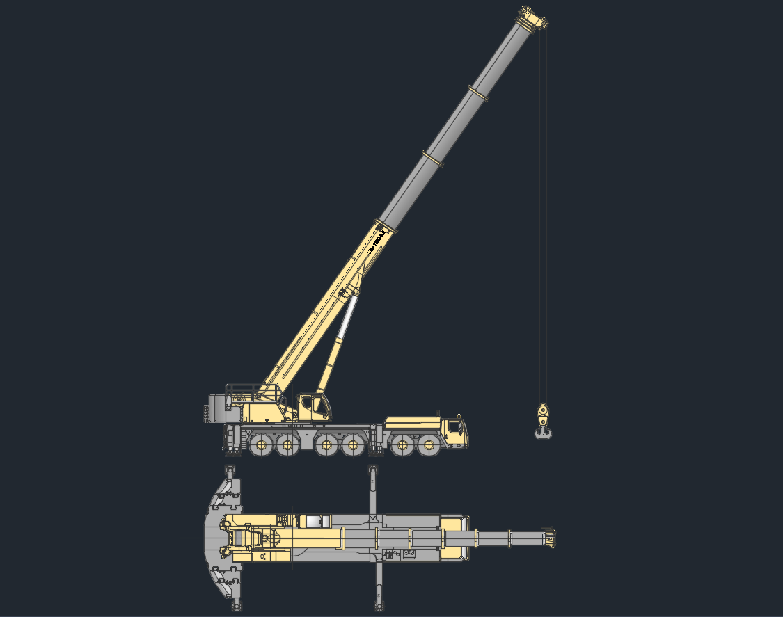 Liebherr LTM 1300-6.2 Mobile Crane CAD Drawing | 300 Ton Capacity