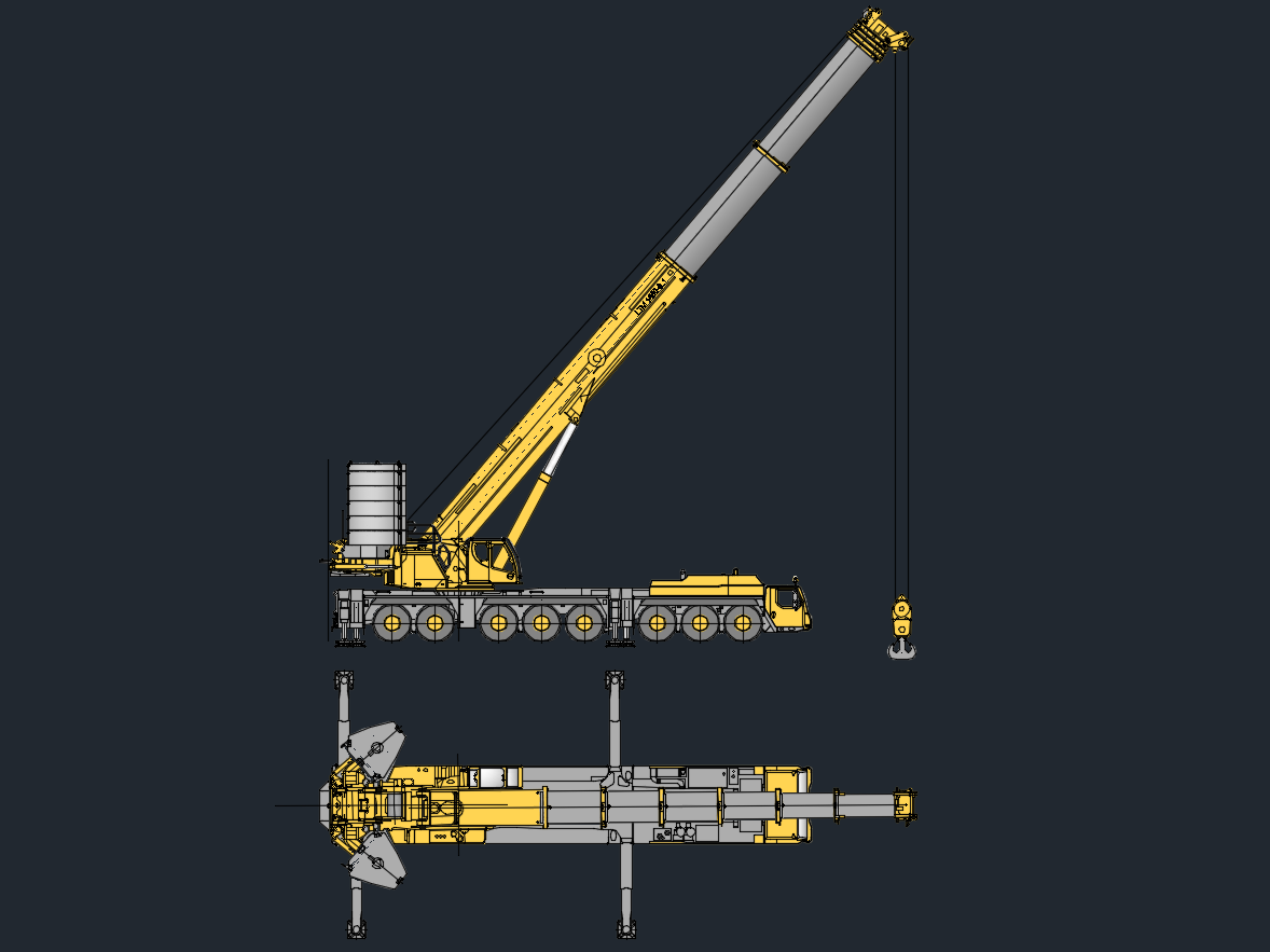 Liebherr LTM 1450-8.1 Mobile Crane CAD Drawing | 450 Ton Capacity