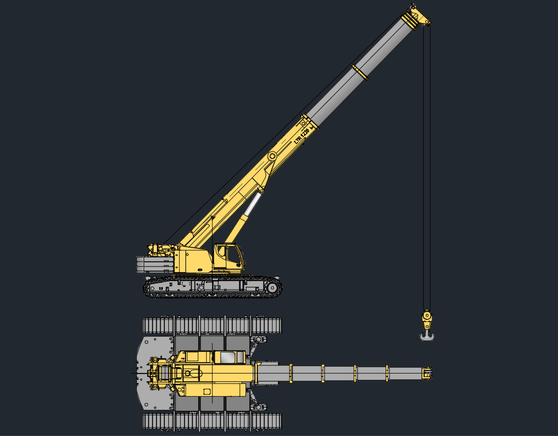 Liebherr LTR 1220 Telescopic Crawler Crane CAD Drawing | 220 Ton Capacity